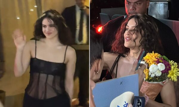 De vestido transparente, Rosalía atende fãs na porta de hotel no Rio e causa tumulto