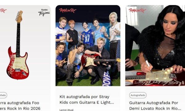 Guitarra autografada pelo Stray Kids por R$ 24 mil, setlist do Péricles por R$ 720: os valores do leilão beneficente pós Rock in Rio